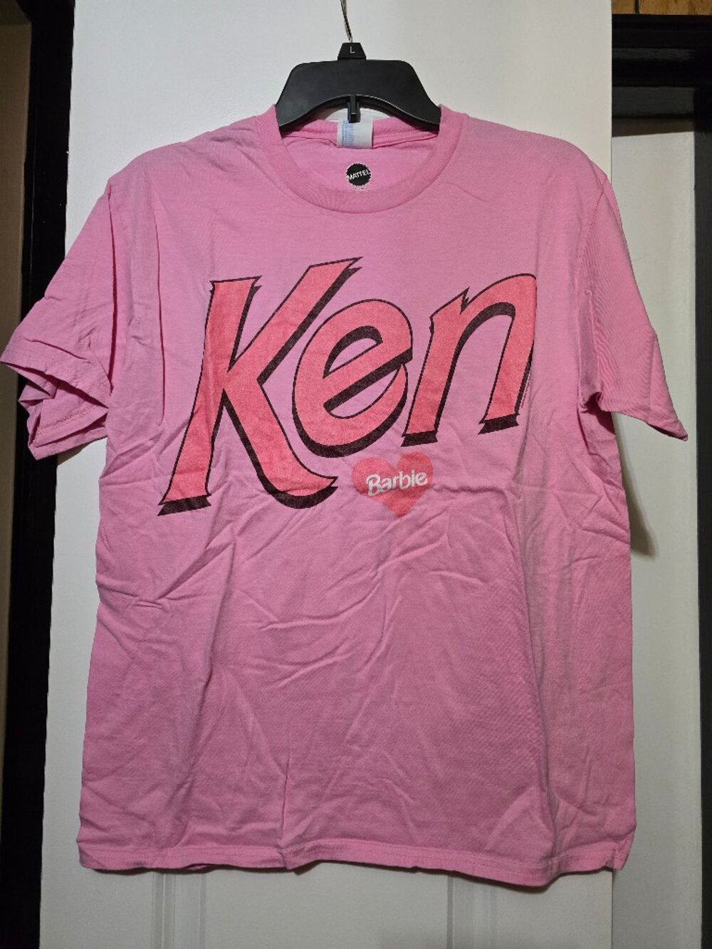 Port Company Men's Barbie-Pink Graphic Short Sleeve Tee W Ken Printed - Medium